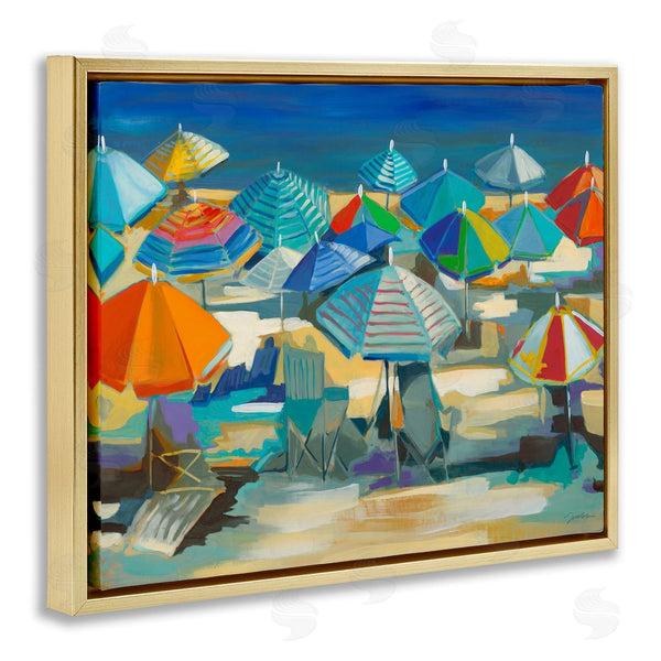 Stupell Industries Liz Jardine | Colorful Beach Umbrella Nautical Landscape