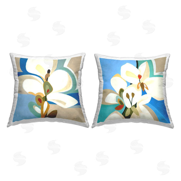stupell industries Liz Jardine | Contemporary White Blooms Printed Throw Pillow Set