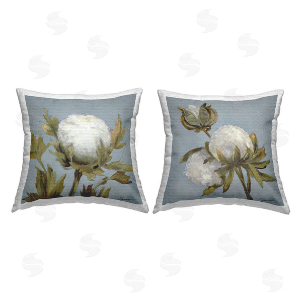 Stupell Industries Liz Jardine | Cotton Flowers Botanical Blooms Printed Throw Pillow Set