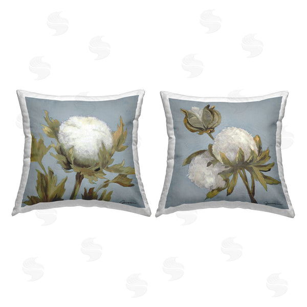 stupell industries Liz Jardine | Cotton Flowers Botanical Blooms Printed Throw Pillow Set