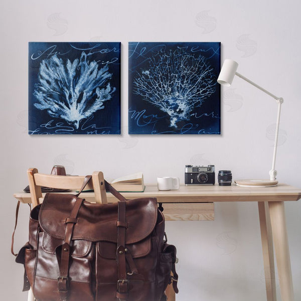 Stupell Industries Liz Jardine | Dark Blue Coral Pieces Wall Art