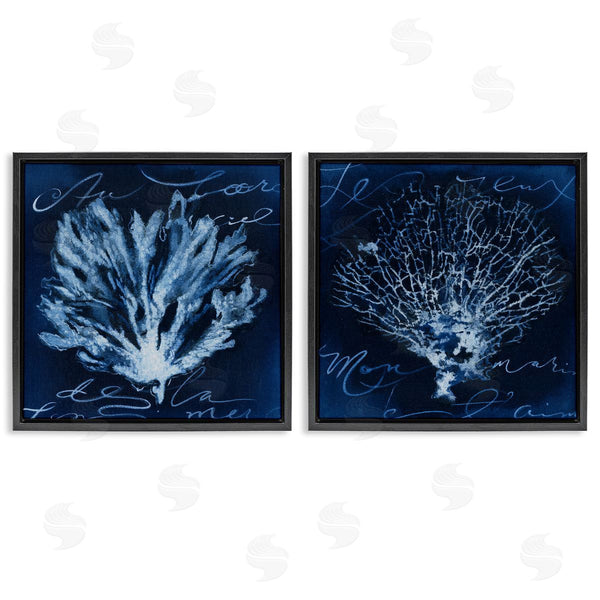 Stupell Industries Liz Jardine | Dark Blue Coral Pieces Wall Art