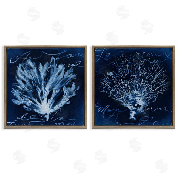 Stupell Industries Liz Jardine | Dark Blue Coral Pieces Wall Art