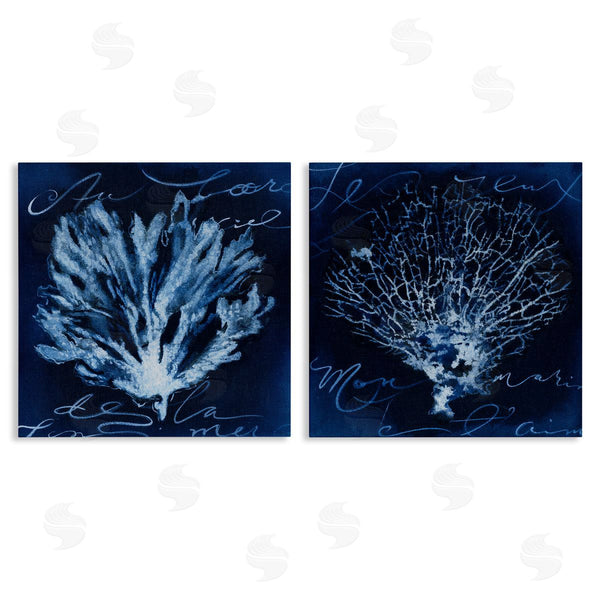 stupell industries Liz Jardine | Dark Blue Coral Pieces Wall Art