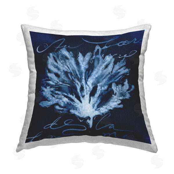 Stupell Industries Liz Jardine | Deep Blue Marine Coral Printed Throw Pillow
