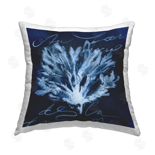 stupell industries Liz Jardine | Deep Blue Marine Coral Printed Throw Pillow