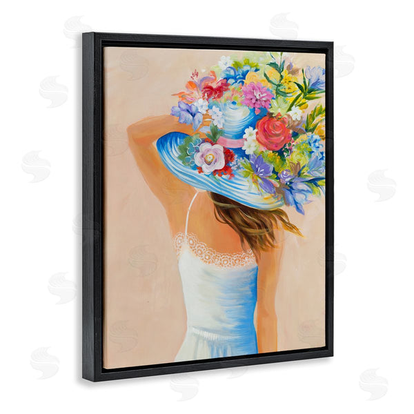 Stupell Industries Liz Jardine | Girl Holding Floral Bouquet Brimmed Hat Wall Art