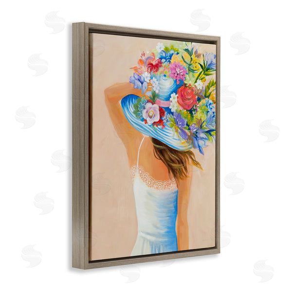 Stupell Industries Liz Jardine | Girl Holding Floral Bouquet Brimmed Hat Wall Art