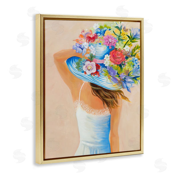 Stupell Industries Liz Jardine | Girl Holding Floral Bouquet Brimmed Hat Wall Art
