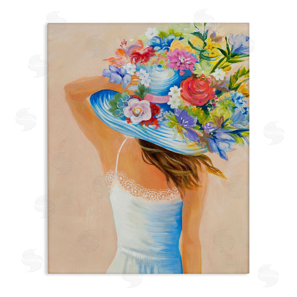 stupell industries Liz Jardine | Girl Holding Floral Bouquet Brimmed Hat Wall Art