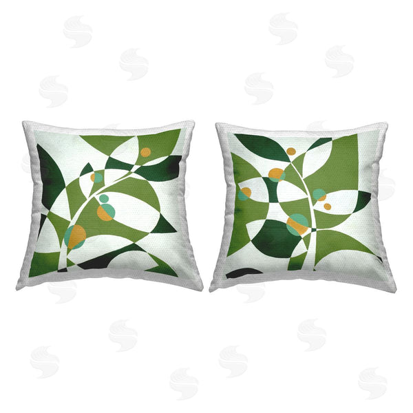 Stupell Industries Liz Jardine | Green Abstract Plant Leaves Printed Throw Pillow Set