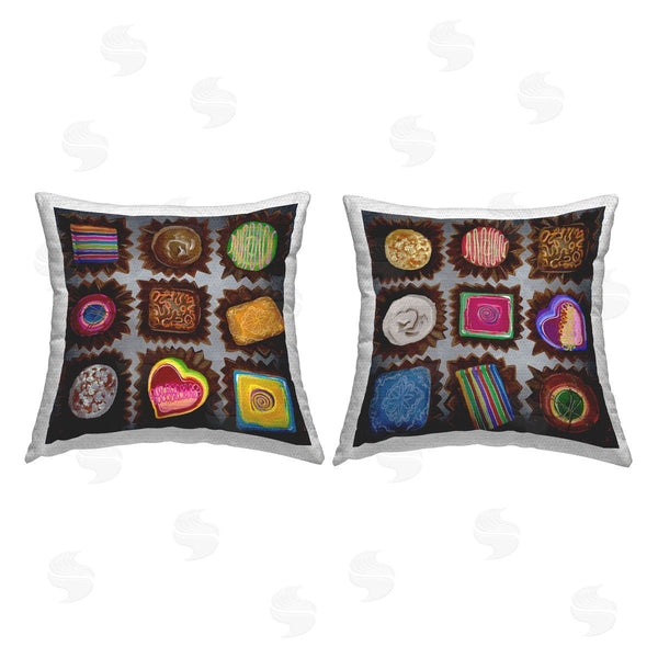 Stupell Industries Liz Jardine | Mixed Box Of Chocolates Printed Throw Pillow Set