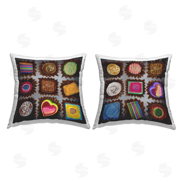 stupell industries Liz Jardine | Mixed Box of Chocolates Printed Throw Pillow Set
