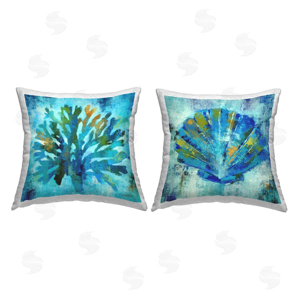 Stupell Industries Liz Jardine | Modern Blue Aquatic Life Printed Throw Pillow Set
