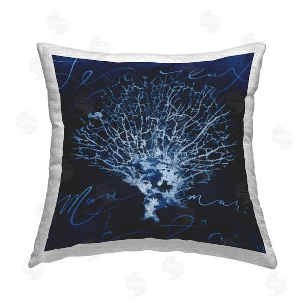 Stupell Industries Liz Jardine | Modern Blue Coral Reef Printed Throw Pillow