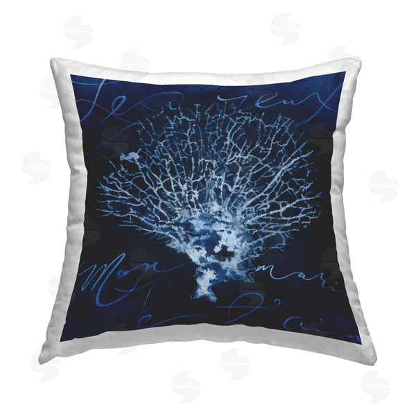 stupell industries Liz Jardine | Modern Blue Coral Reef Printed Throw Pillow