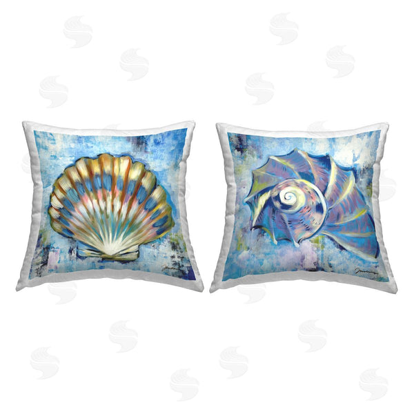stupell industries Liz Jardine | Modern Nautical Seashells Printed Throw Pillow Set