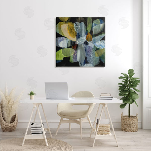 Stupell Industries Liz Jardine | Modern Patterned Petal Shape Abstraction Dark Tone Painting Wall Art