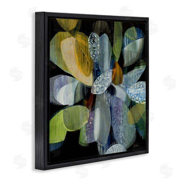 Stupell Industries Liz Jardine | Modern Patterned Petal Shape Abstraction Dark Tone Painting Wall Art