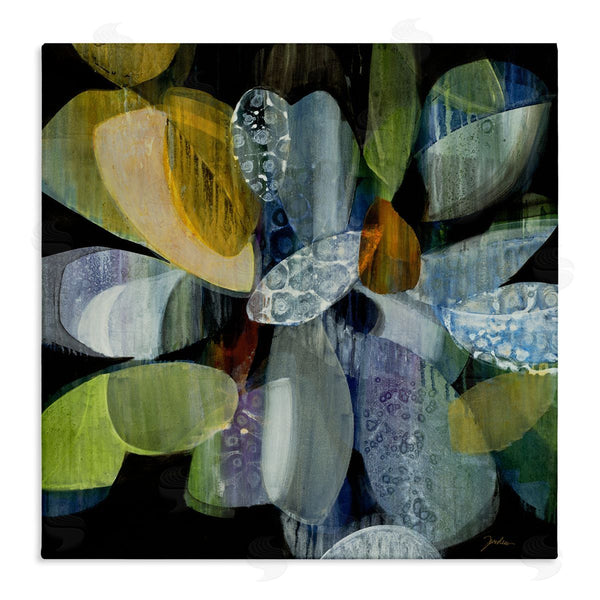 stupell industries Liz Jardine | Modern Patterned Petal Shape Abstraction Dark Tone Painting Wall Art