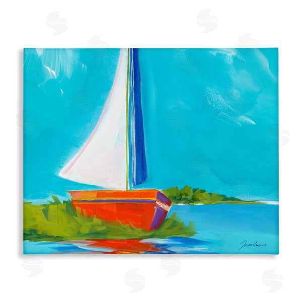 stupell industries Liz Jardine | Modern Sailboat on Shore Wall Art