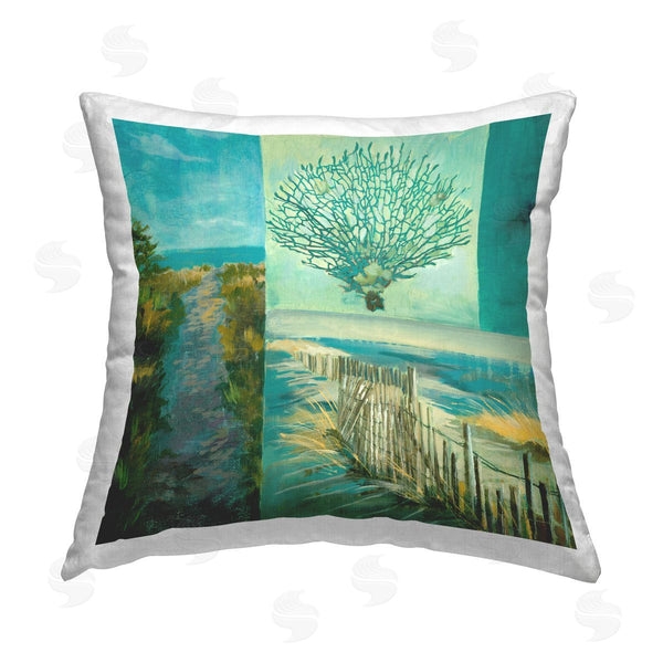 stupell industries Liz Jardine | Nautical Beach Path Scenes Printed Throw Pillow