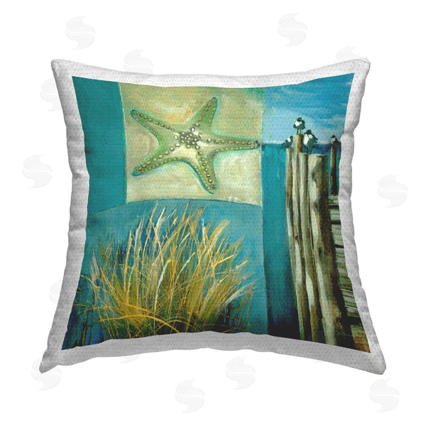 Stupell Industries Liz Jardine | Nautical Beach View Collage Printed Throw Pillow