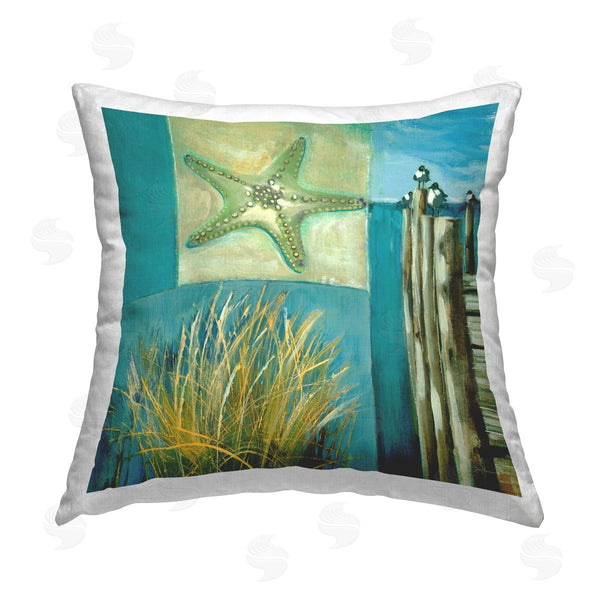stupell industries Liz Jardine | Nautical Beach View Collage Printed Throw Pillow