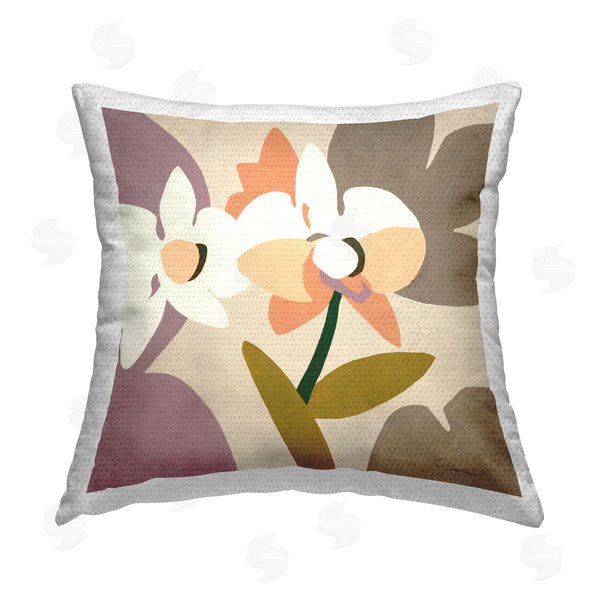 Stupell Industries Liz Jardine | Orange & Purple Orchids Printed Throw Pillow