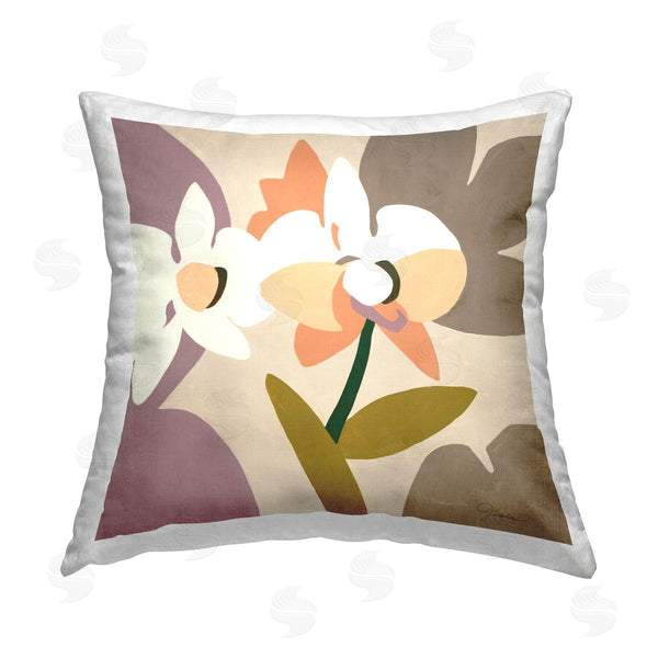 stupell industries Liz Jardine | Orange & Purple Orchids Printed Throw Pillow