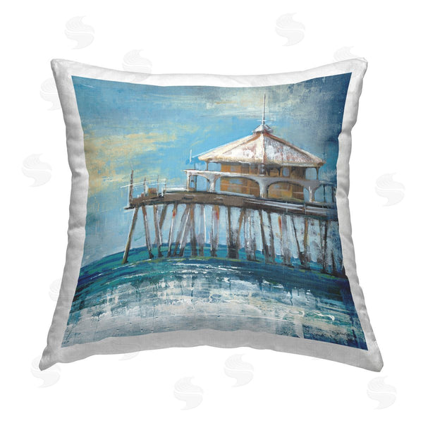 stupell industries Liz Jardine | Pier Overlooking Ocean Printed Throw Pillow