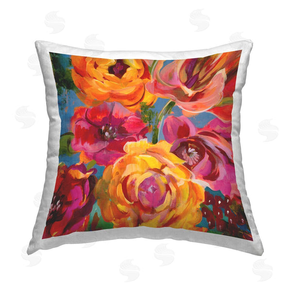 stupell industries Liz Jardine | Pink & Yellow Roses Botanical Printed Throw Pillow
