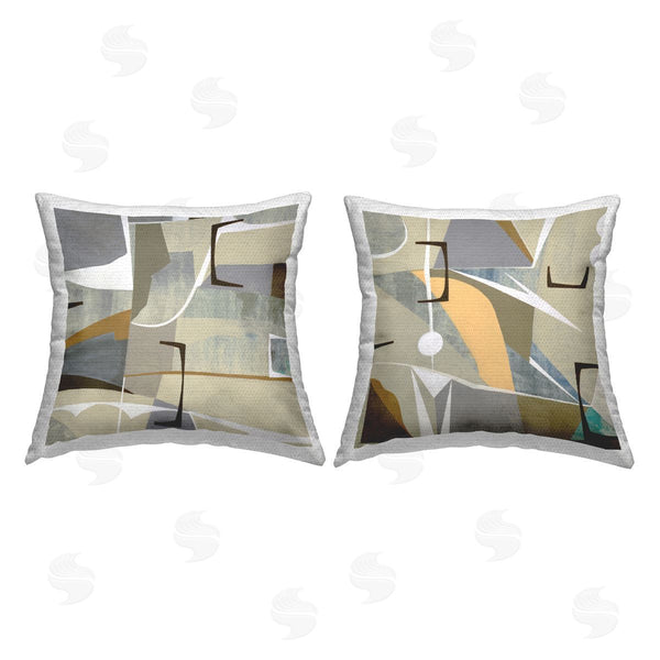 Stupell Industries Liz Jardine | Retro Geometric Layered Shapes Printed Throw Pillow Set