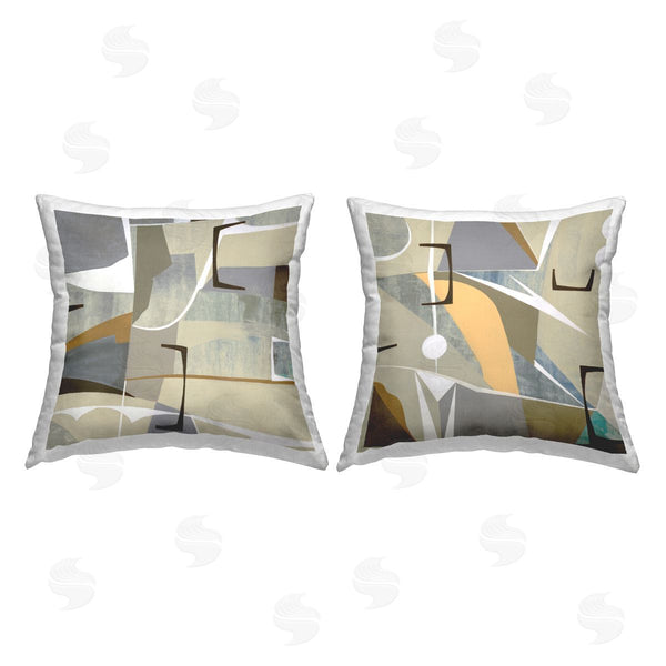 stupell industries Liz Jardine | Retro Geometric Layered Shapes Printed Throw Pillow Set