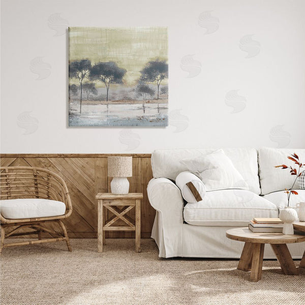 Stupell Industries Liz Jardine | Rustic Abstract Tree Forest Blue Lake Neutral Sky Wall Art