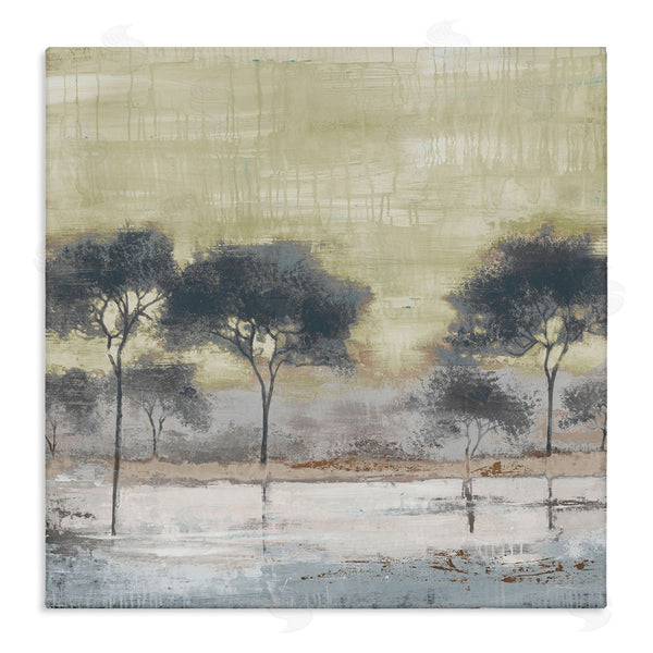 stupell industries Liz Jardine | Rustic Abstract Tree Forest Blue Lake Neutral Sky Wall Art
