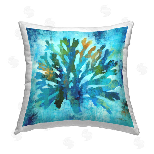 stupell industries Liz Jardine | Rustic Blue Aquatic Coral Printed Throw Pillow