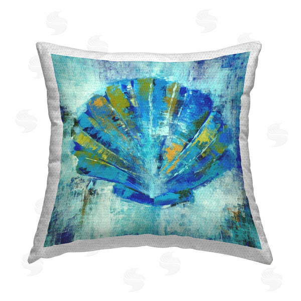 Stupell Industries Liz Jardine | Rustic Blue Clam Shell Printed Throw Pillow