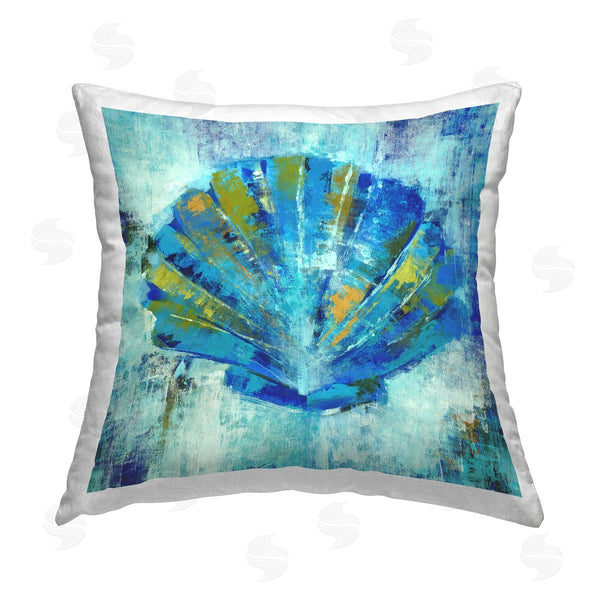 stupell industries Liz Jardine | Rustic Blue Clam Shell Printed Throw Pillow