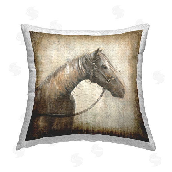 Stupell Industries Liz Jardine | Rustic Horse With Halter Printed Throw Pillow