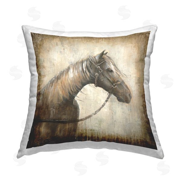 stupell industries Liz Jardine | Rustic Horse with Halter Printed Throw Pillow