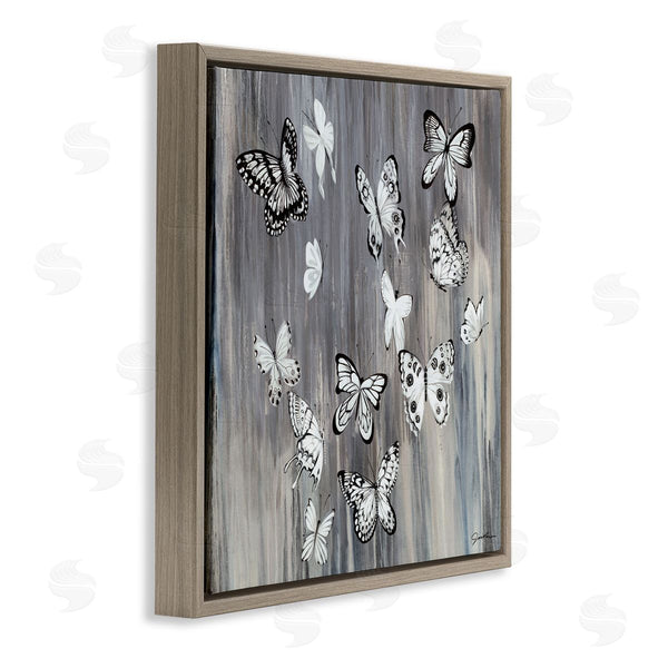 Stupell Industries Liz Jardine | Rustic Monochromatic Patterned Butterflies Flying Insects Wall Art