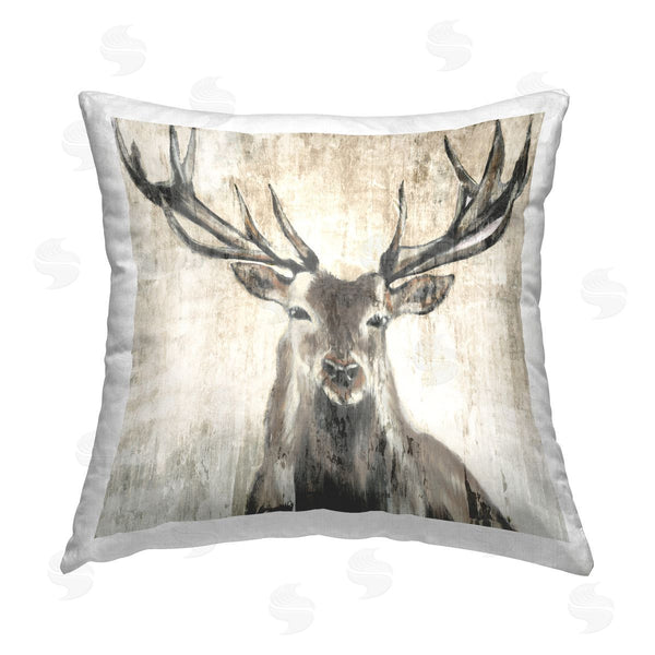 stupell industries Liz Jardine | Rustic Nature Deer Antlers Wildlife Printed Throw Pillow
