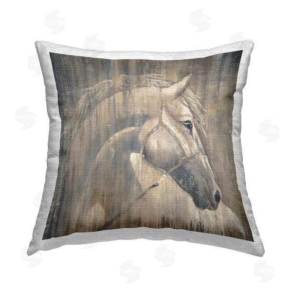 Stupell Industries Liz Jardine | Rustic Stallion Animal Portrait Printed Throw Pillow