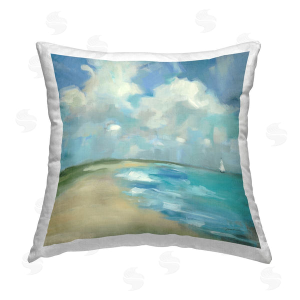 stupell industries Liz Jardine | Sailboat Coastal Scenery Printed Throw Pillow