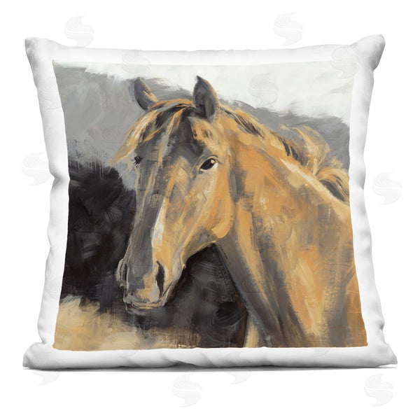 stupell industries Liz Jardine | Southwestern Country Horse Brown Rural Portrait Printed Throw Pillow