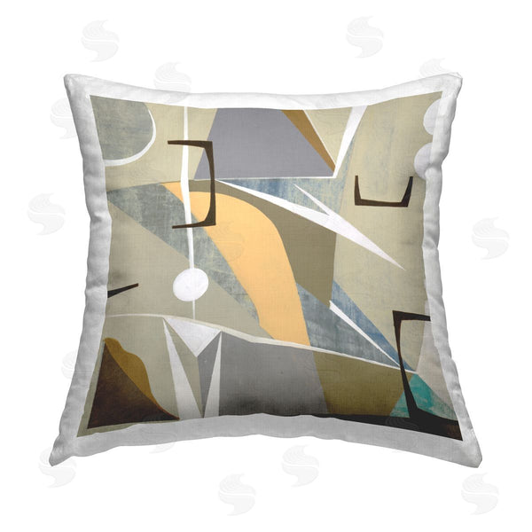 stupell industries Liz Jardine | Tan & Yellow Modern Shapes Printed Throw Pillow