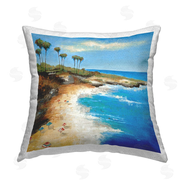 Stupell Industries Liz Jardine | Tropical Beach Inlet Scene Printed Throw Pillow