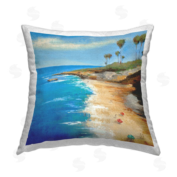 Stupell Industries Liz Jardine | Tropical Ocean View Landscape Printed Throw Pillow