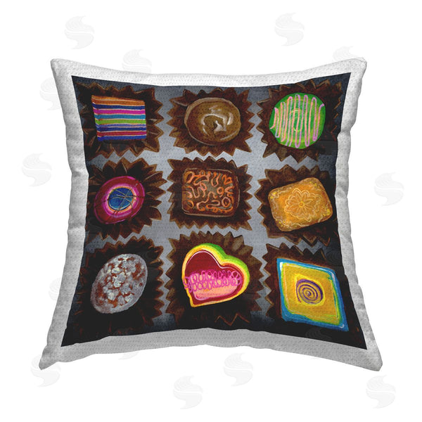 Stupell Industries Liz Jardine | Various Dessert Chocolates Printed Throw Pillow